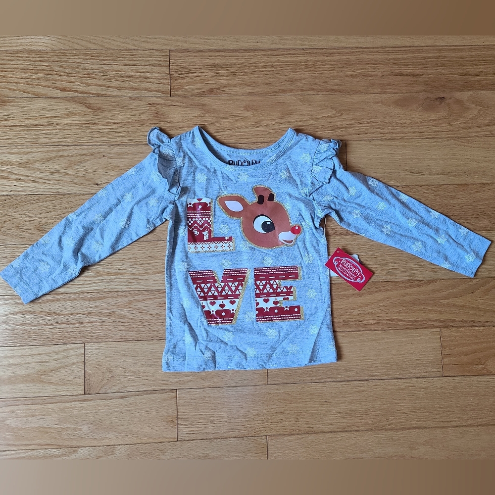 Rudolph the Red-Nosed Reindeer Gray Long Sleeve T-shirt, 4T